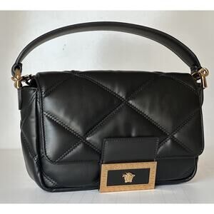 Versace Quilted Calf Leather Black Small Shoulder Bag 1014521 Italy NWT $1700